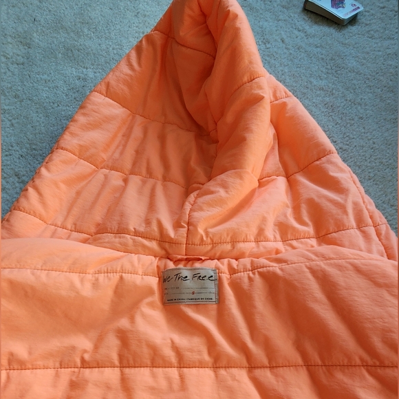We the Free People Orange-Grey Black Run Reversible Puffer hood Jacket Small - Picture 6 of 13